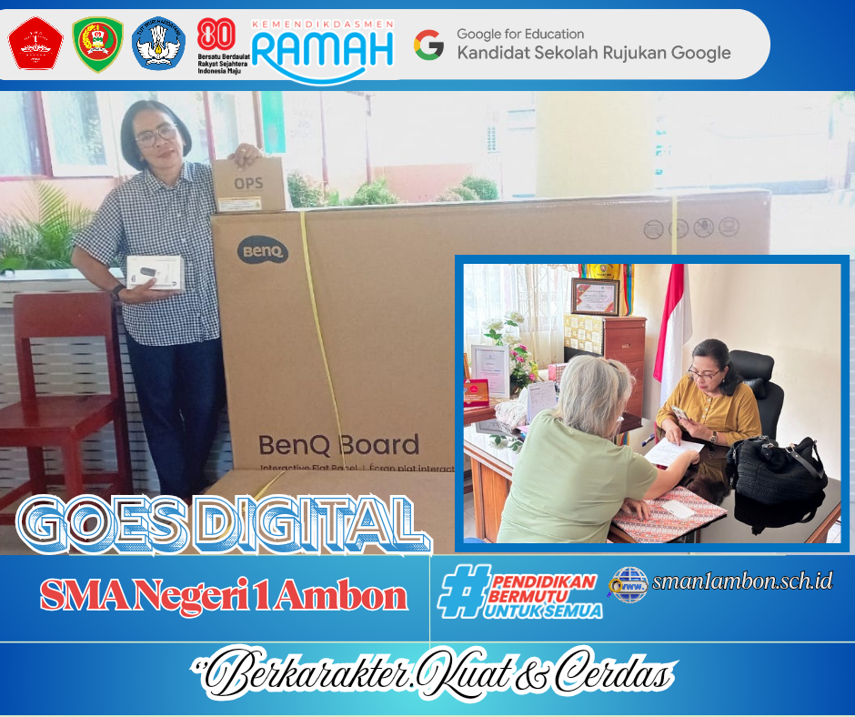 SMA Negeri 1 Ambon menerima bantuan satu unit Smart TV beserta kelengkapannya dari Dinas Pendidikan dan Kebudayaan Provinsi Maluku.